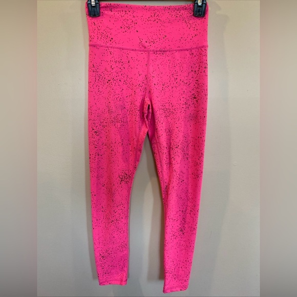 Zyia Active Womens Stay Gold Leggings 2 Hot Pink Gold Splatter-paint Athletic - Picture 1 of 6